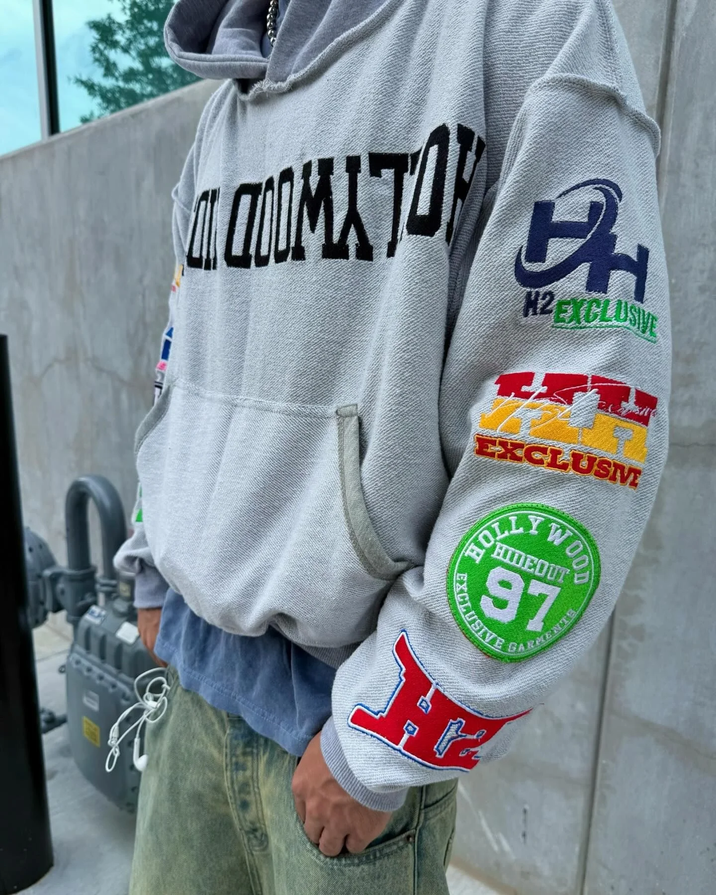 For Wholesale Regular Fit Drop Shoulder Reversible Stitch Patch Applique Embroidery Heavy Pullover Hoodies Autumn Men 100% gallery 4