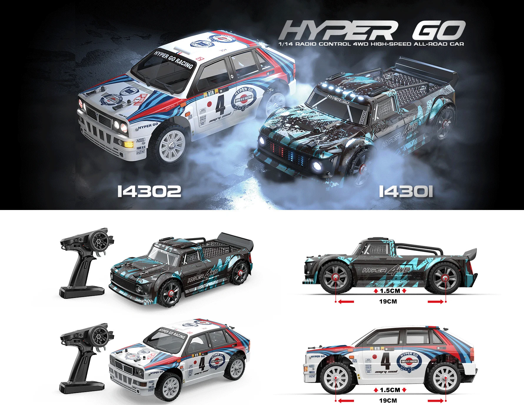 ホビーラジコン MJX Hyper Go 14302 55 KM/H MJX Hyper Go 14302 RC Car 1/14 Escala Off-road Racing Car