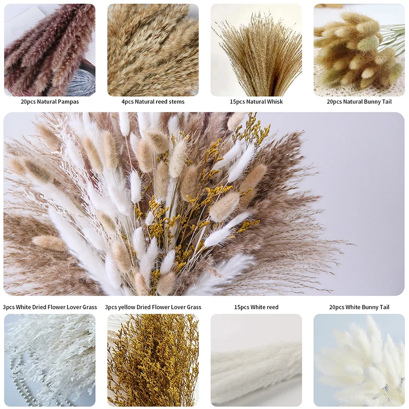 product high quality rabbit bunny tails grass reed flower arrangement lovegrass natural dried pampas grass bouquet boho home decorations-56