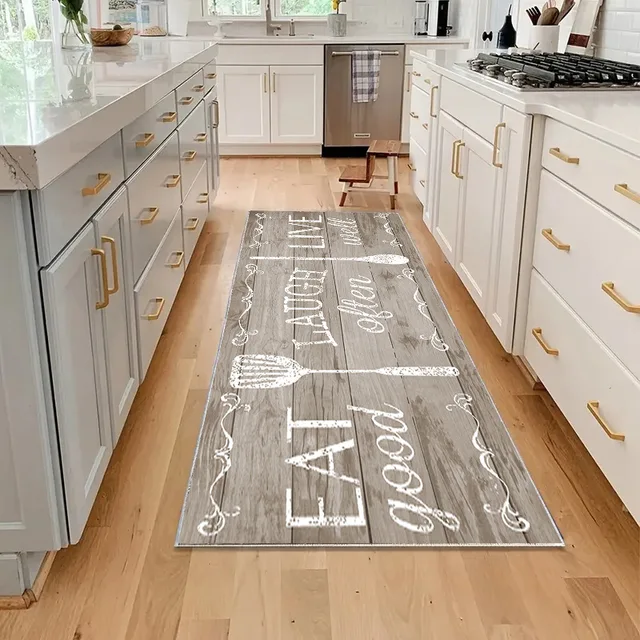 For Amazon Retro American Style Two-Piece Kitchen Floor Mat Polyester Entry Door Mat Water Oil Absorbent Cushioned Kitchen Mat