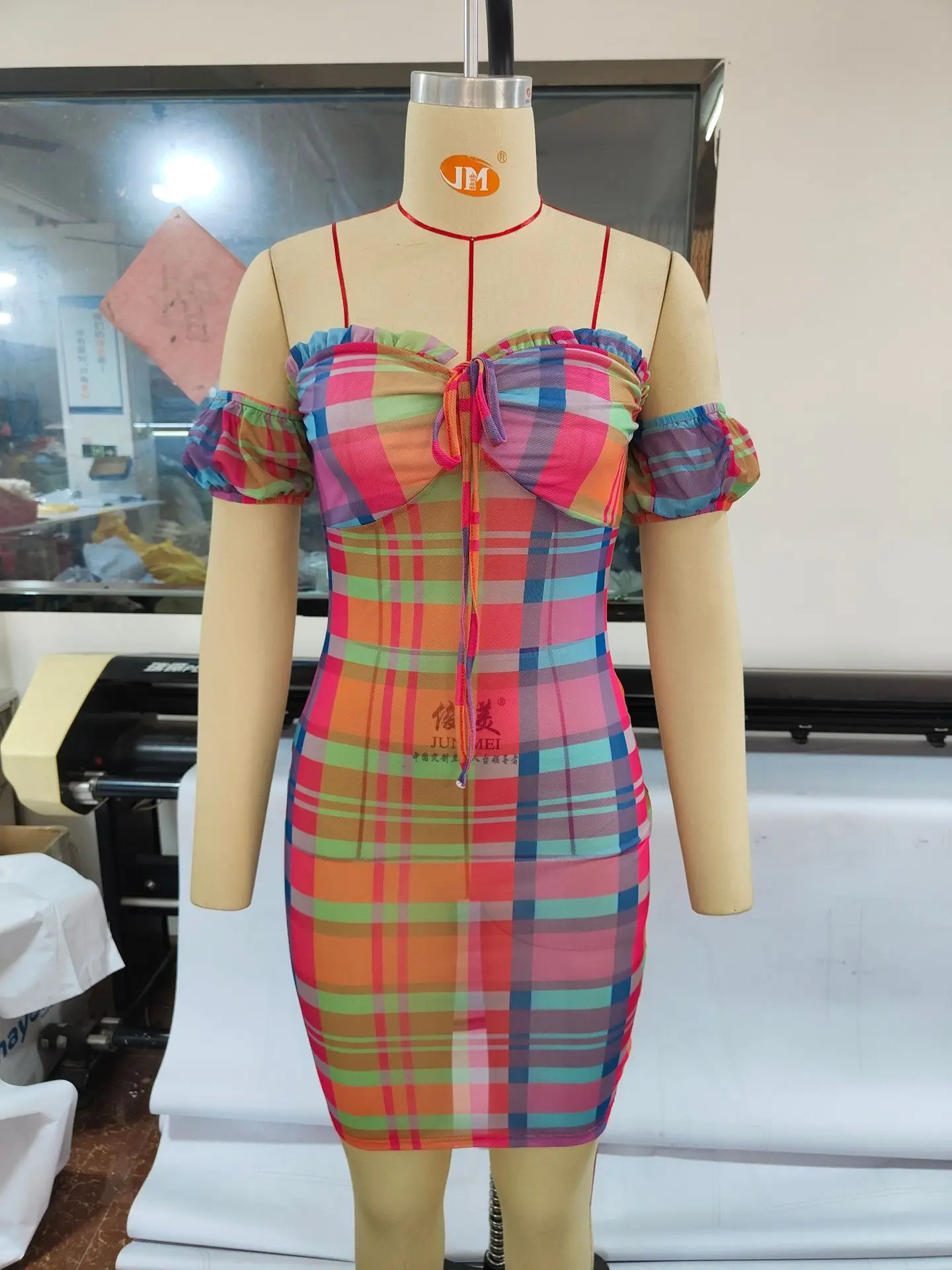 Shop Our Summer New Arrivals - Colorful Plaid Mini Dress 