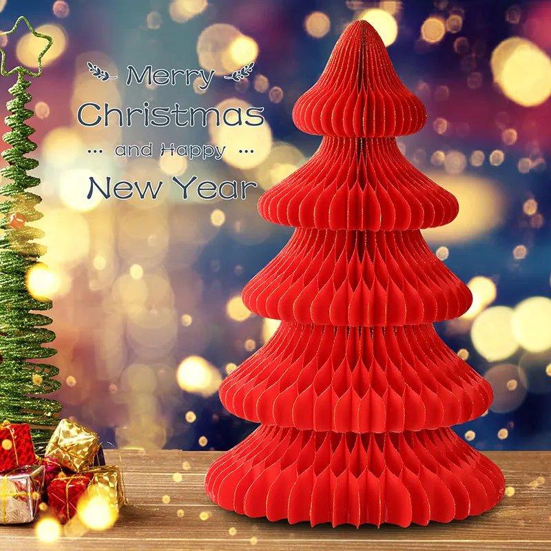 Christmas Decoration Tree Bell Shape Paper Craft Honeycomb Paper  Tree Designs