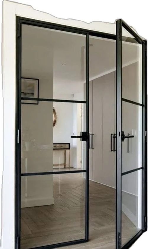 French Design Steel Looked Aluminum Frame Glass Hinged Door for Interior/exterior