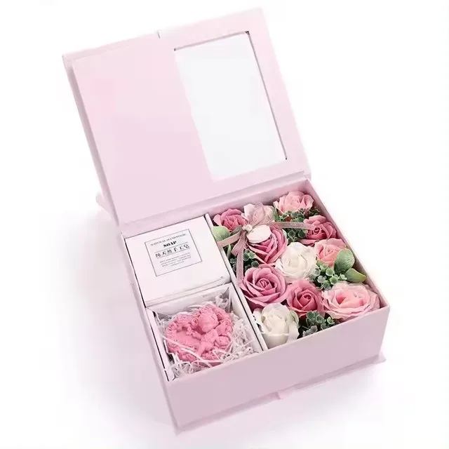Hot selling custom Valentine's Day gift box with forever rose soap flower artificial flowers