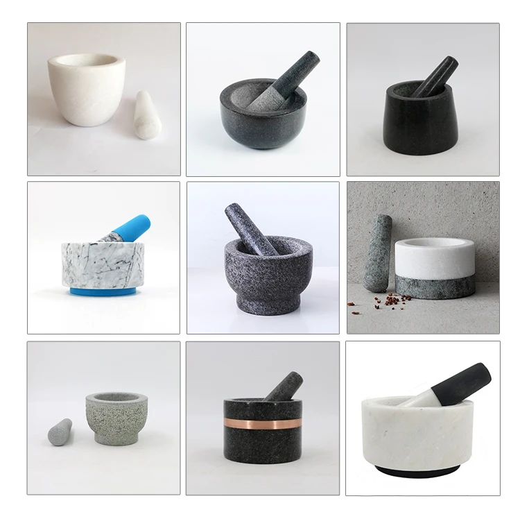 Mortar And Pestle Set Granite Polished Herb & Spice Tools Mortar And