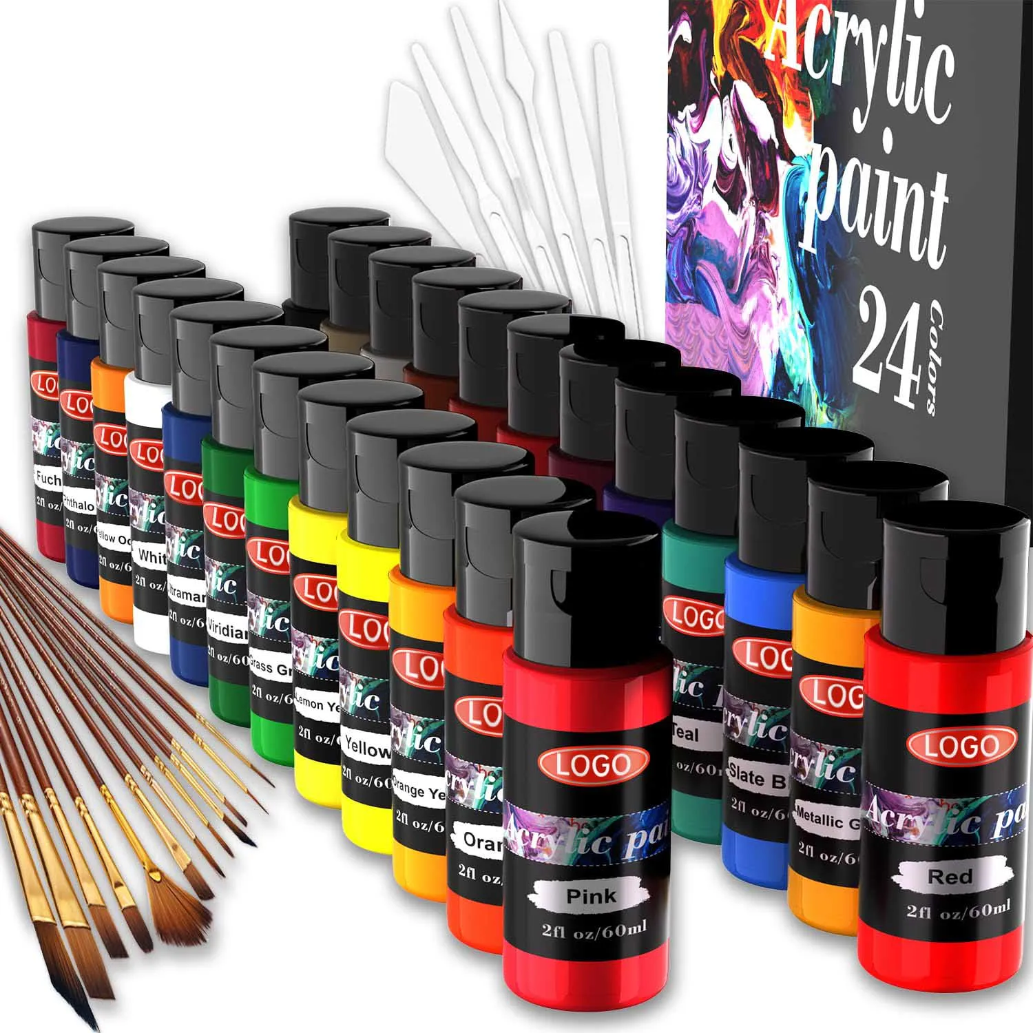 Набор акриловых красок 24 цвета 2 унции 60 мл