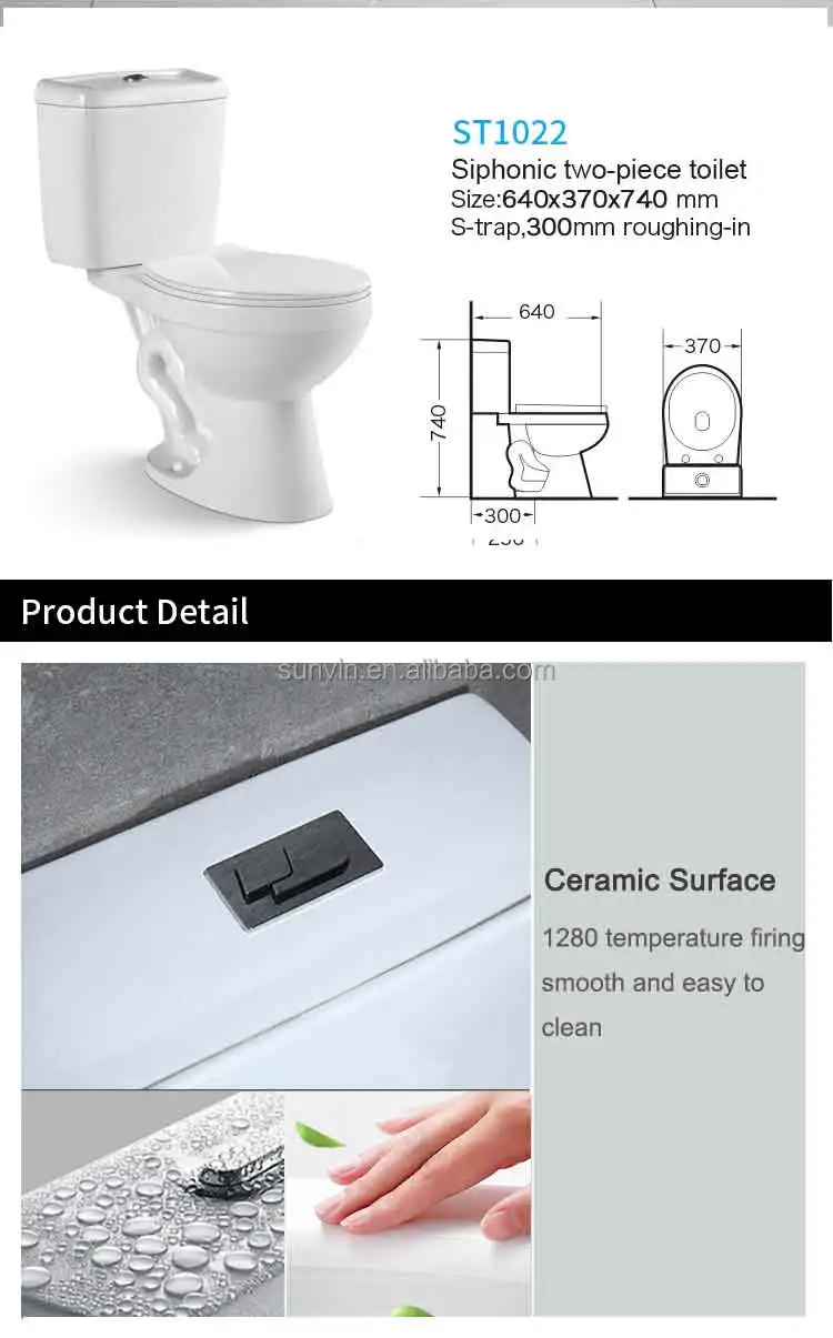 Chinese sanitary ware two pieces toilet s-trap ceramic  Siphonic two piece toilet