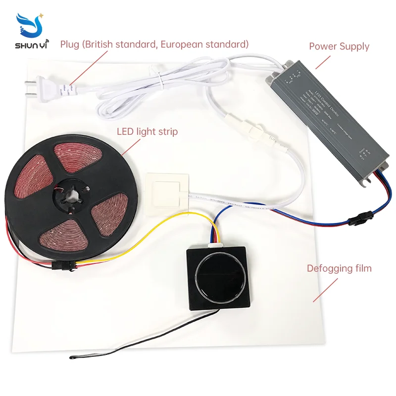SHUNYI 12V  Led Light Mirror Touch 5a 60w Rotating Knob Screen Sensor Switch for Bathroom