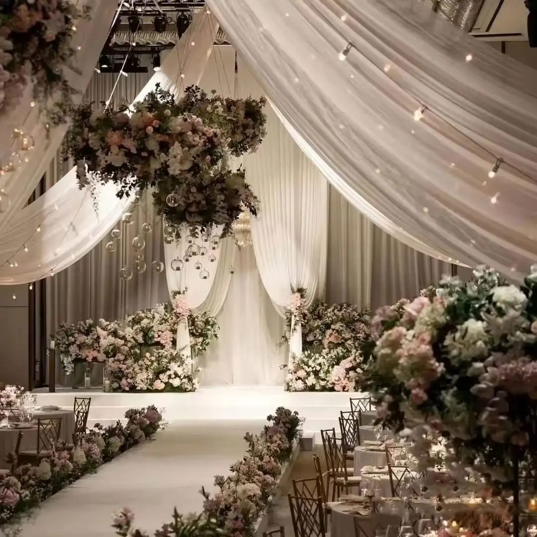 Wedding Hanging Ceiling Drape Elastic Cloth Waved Fabric Curtain for Backdrop Roof Hotel Top Decoration