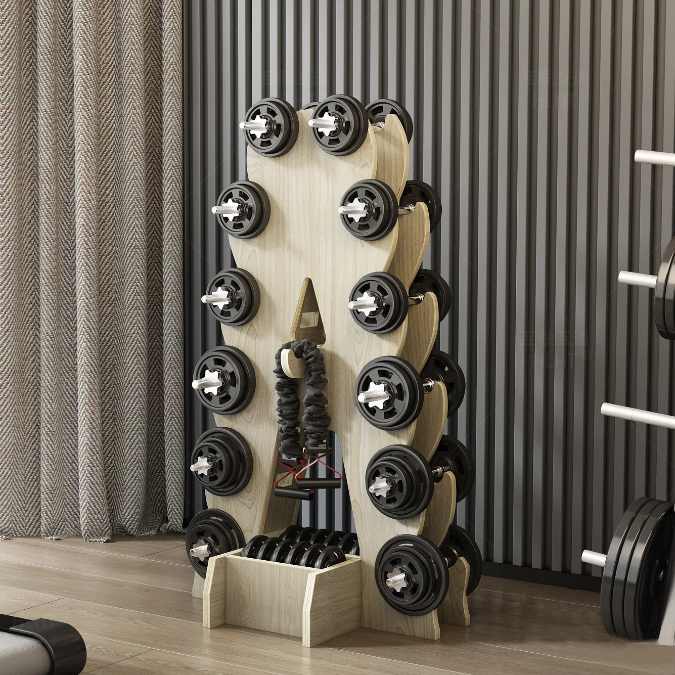 Plywood Gym Storage Shelf Space Saving Household