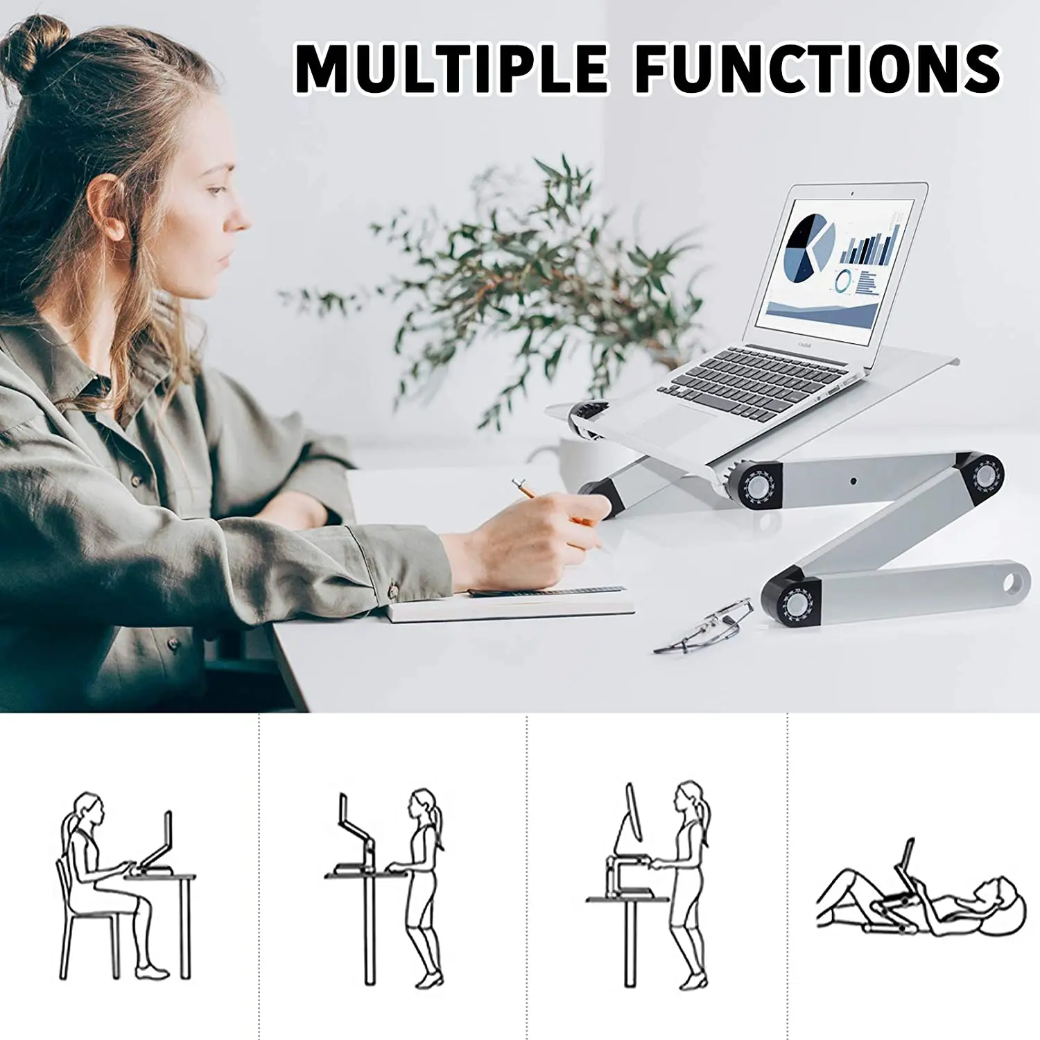 Computer Shelf Collapsible Aluminum Stand Adjustable Folding Lap Laptop Desk