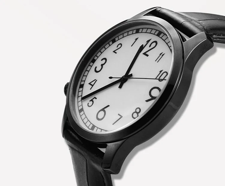 Ngbbby Orologio Reverse da Uomo, Orologio da Polso al Quarzo in Lega Nera con Numeri Romani in Senso Antiorario con Quadrante Bianco, Orologi Eleganti da Uomo