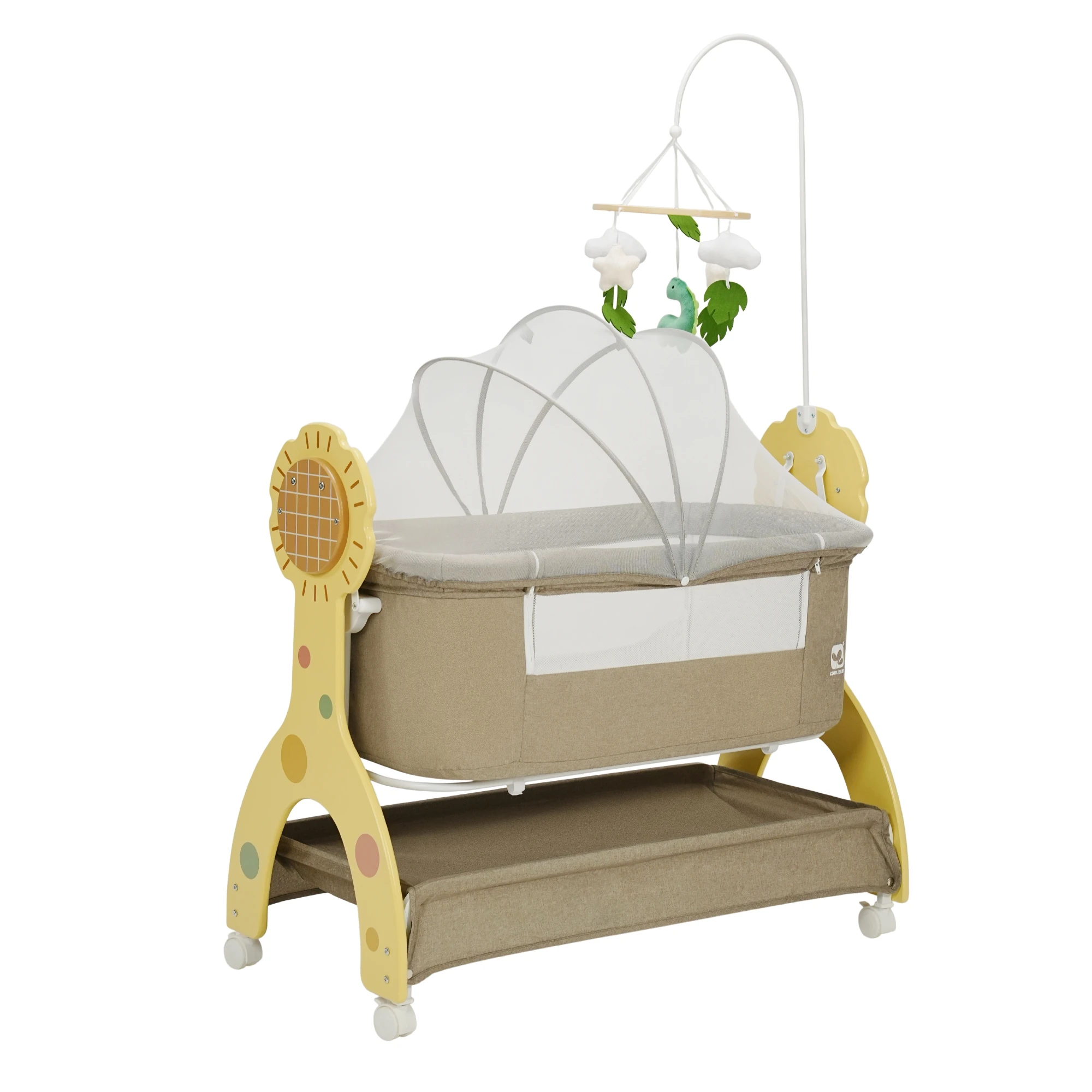 B1551 Cool Baby Cute Printing Co-sleeping Baby Crib with Toy bar