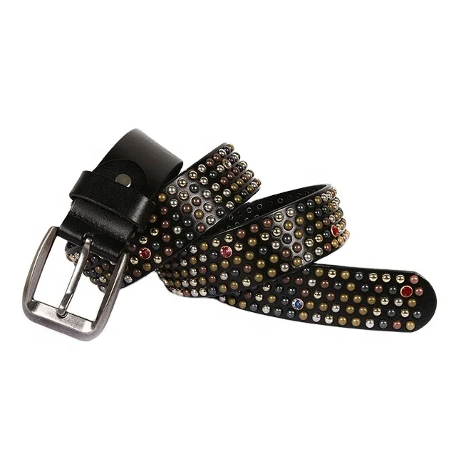 New Mens Womens Piano Colourful Studded Print PU Leather Belts 