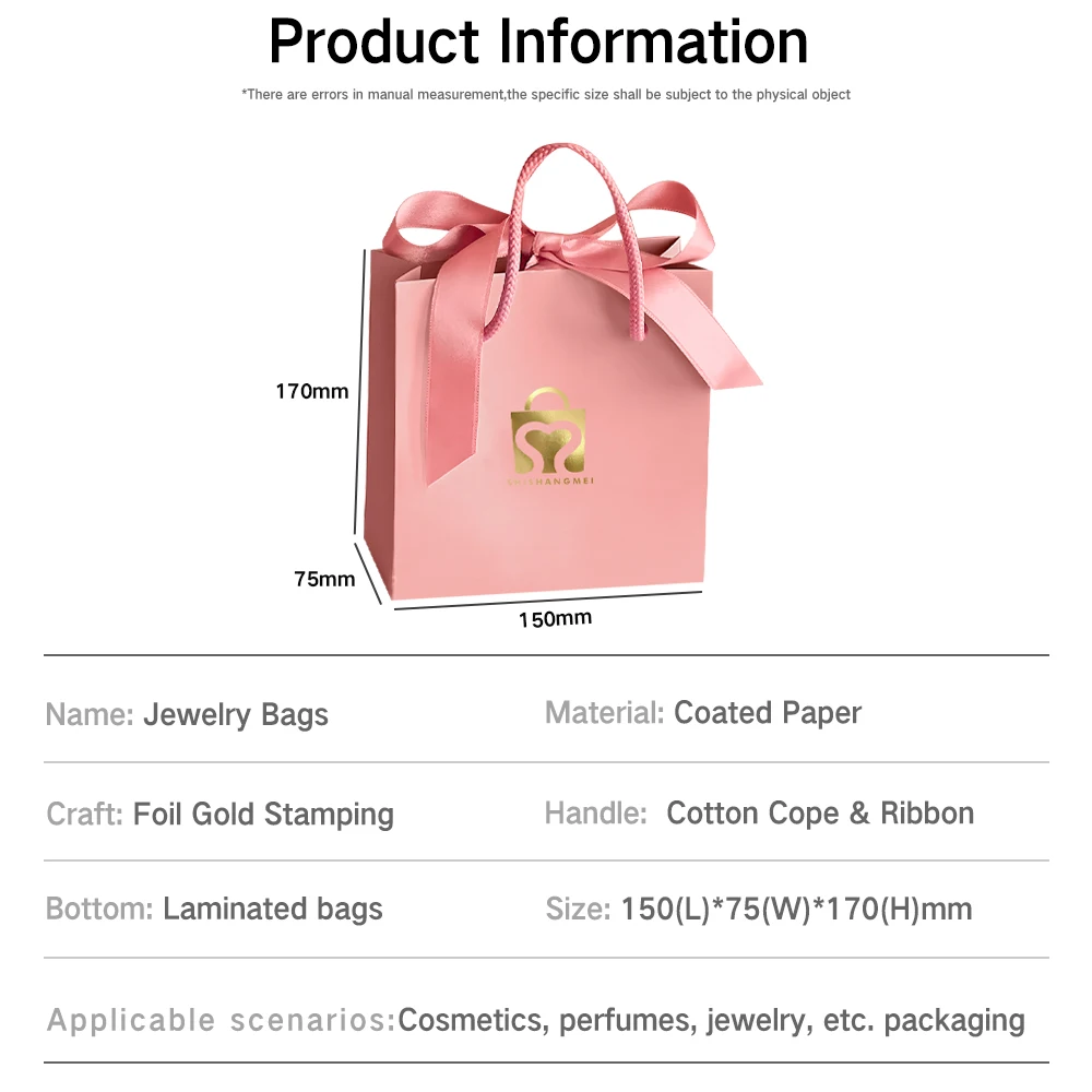 Small Size Custom Manufacturer Luxury Paper Shopping Bag Gift Jewelry Packaging Ribbon Paper Bags With Your Own Logo