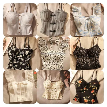 Women 2025 Summer Small Fragrance Knitted Chest Top Vest With Women Wearing Sleeveless Back Short Top