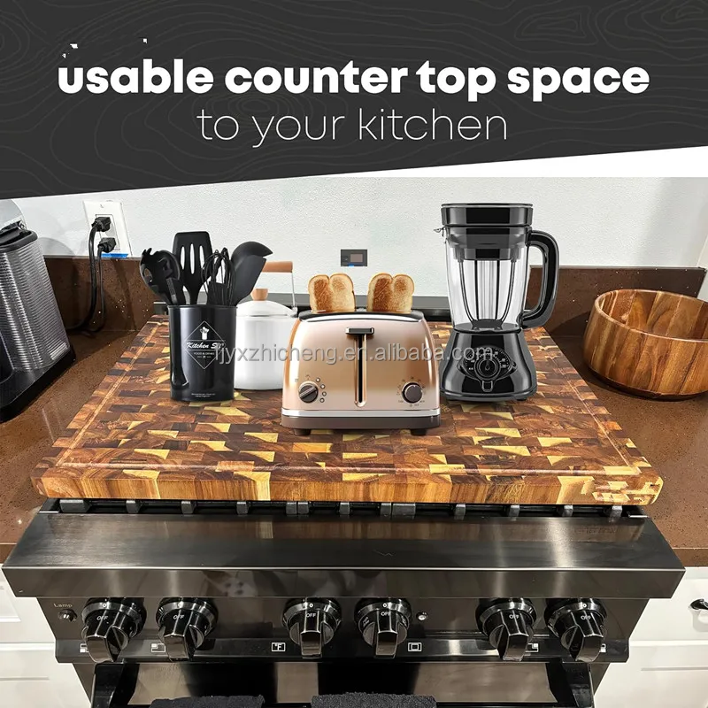 product acacia wood end grain cutting board extra large heavy duty butcher block stove cover noodle board meat chopping-4