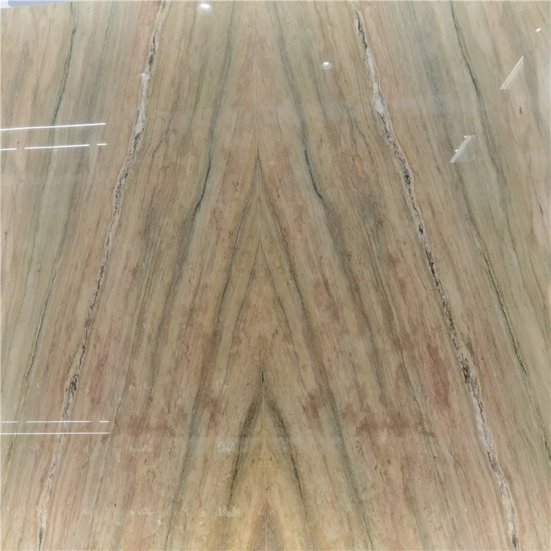 product luxury  stone silk quartzite slab brazil exotic decoration slab yellow book match wall and floor tiles-2