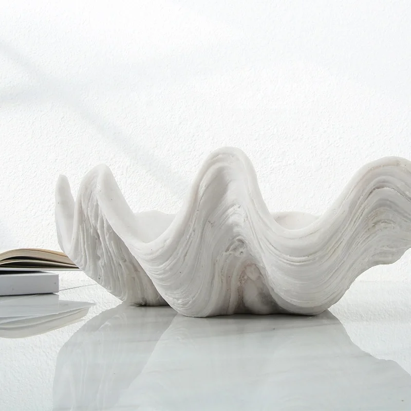 Современная Европейская белая песчаная каучуковая ракушка Сервировочная чаша для фруктов поднос хранения в гостиной и на чайном столике украшение