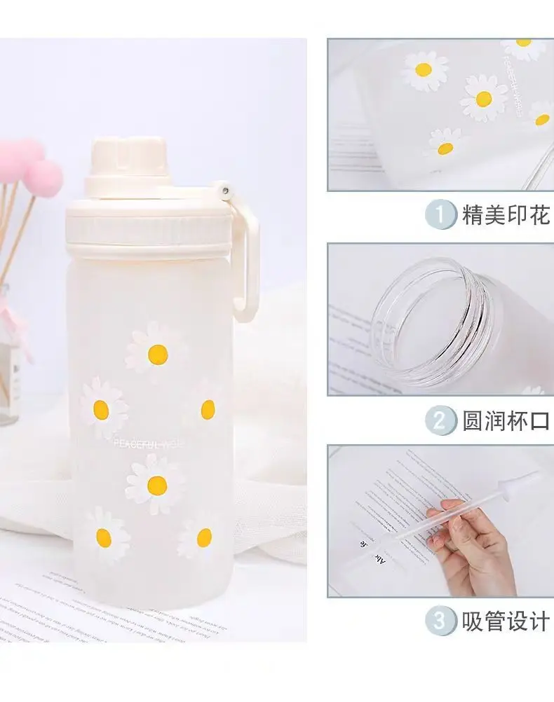 500ml Eco Friendly Plastic Water Bottle Printed Flower Cartoon Cup Big ...