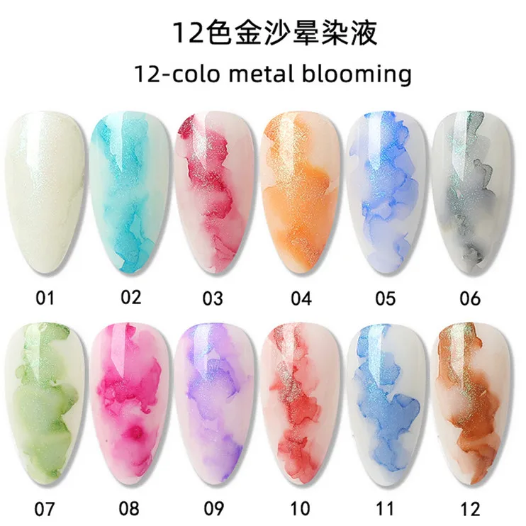 15ml Oem Private Label Nail Art Salon Marble Watercolor Ink Colors Blooming Gel Polish for