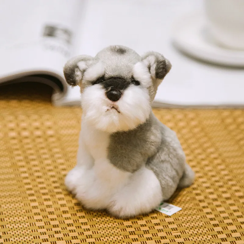 Adorable Schnauzer Dog Plush Toy Weighted Sensory Super Soft Stuffed Animal  Custom Logo Mascot Cute Plushie Mini Puppy Doll Gift