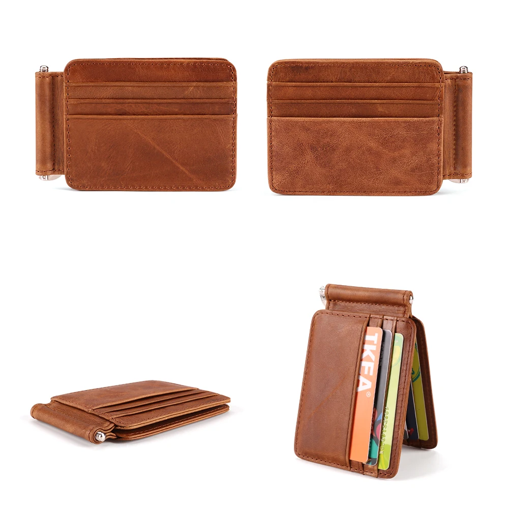 2023 Pure Men's Leather Wallet Rfid Blocking Thin Front Pocket