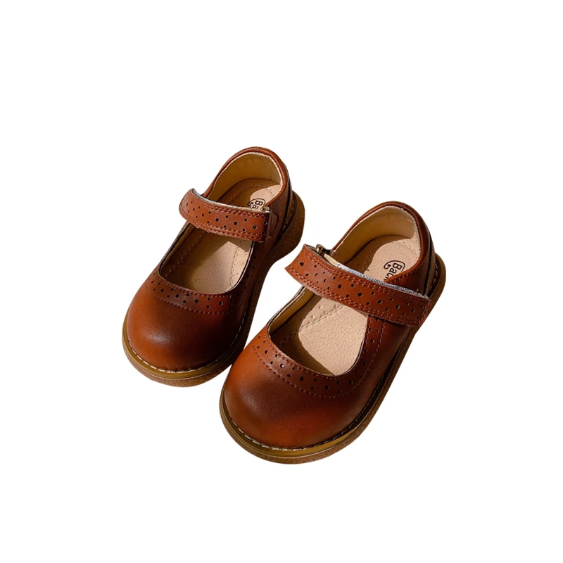 Профессиональная детская повседневная обувь 2021 Удобная прогулочная обувь на плоской подошве детская кожаная обувь в британском стиле Классическая обувь для девочек