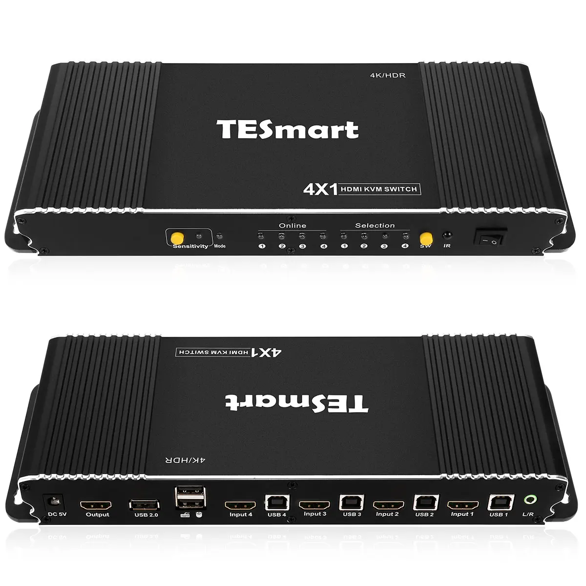 TESmart 4 Port KVM Switch - 4K HDMI Dual Display with HDR Support