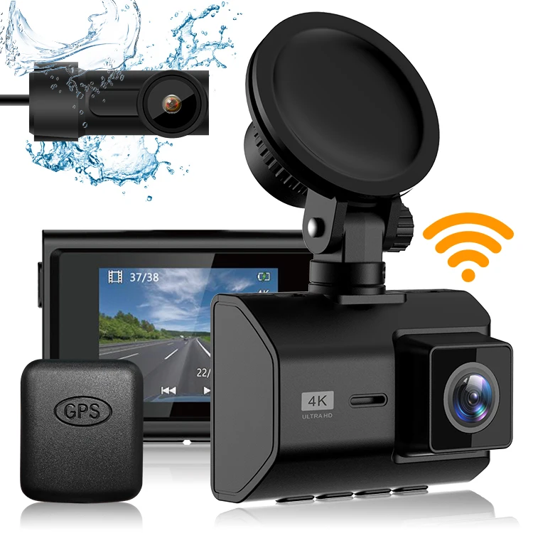 Dual 2 Channel Night Recorder Gps Wifi Dashcam 4k Car Dash Cam - Buy 4k Car Dash Cam,2.0 Inch Ips Hd Screen Night Vision Recorder Parking External Gps