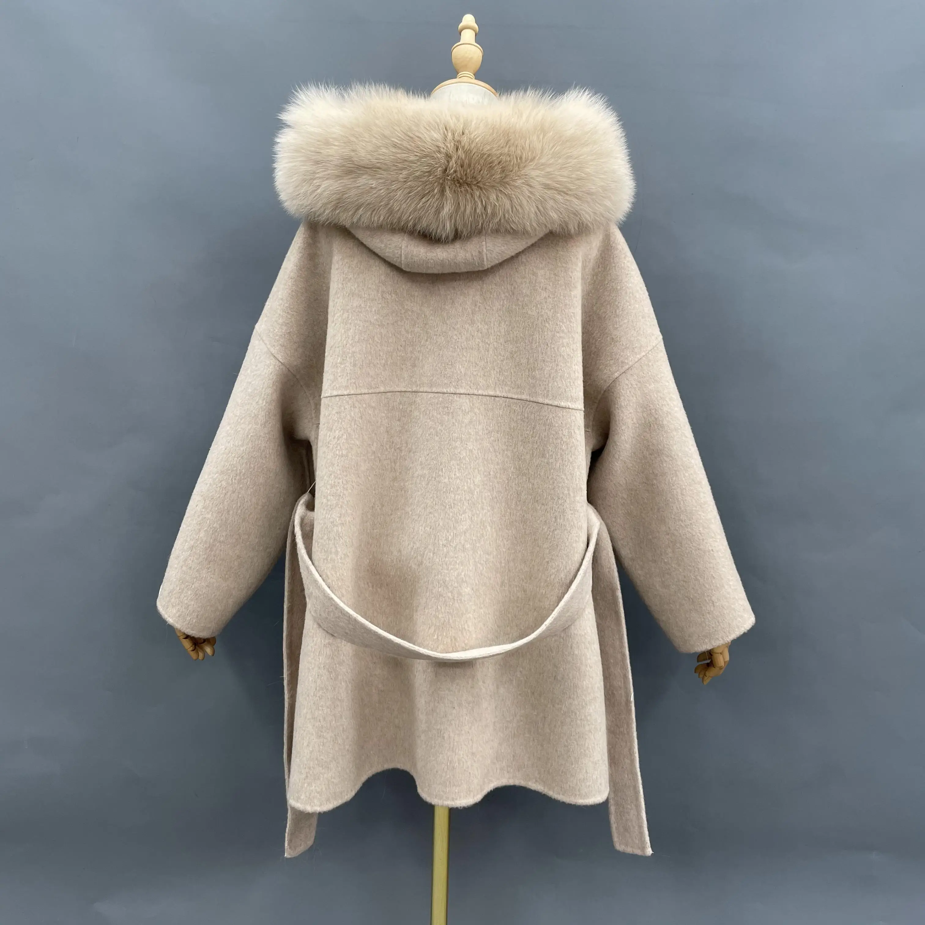 Big Pocket Fur Trench Coat Women Cashmere Fox Fur Coat - Buy Cashmere ...