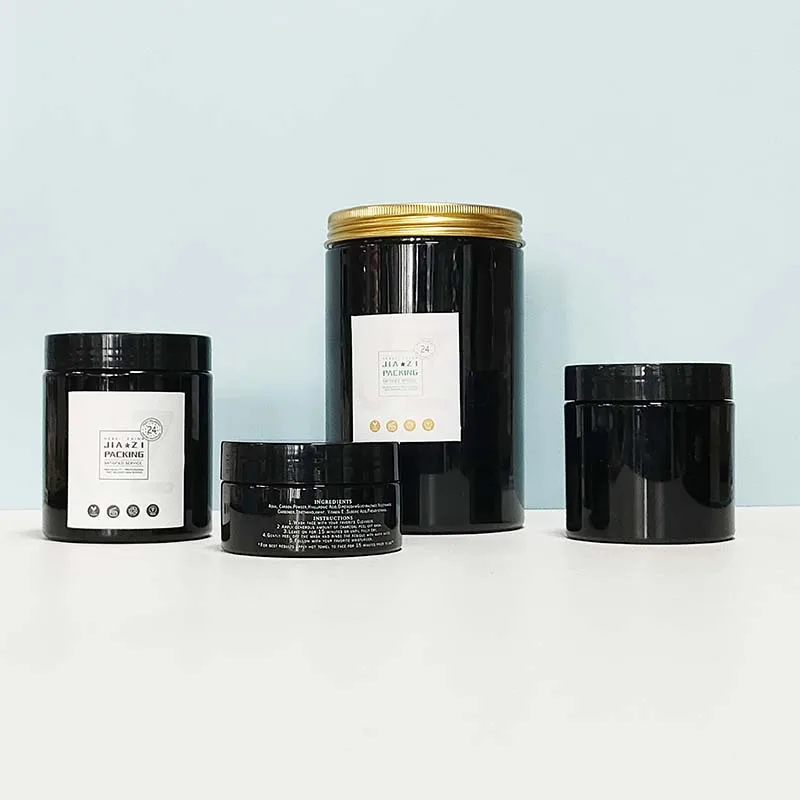 Custom Round Black Plastic Jars With Lids PET Container For Food Protein Powder Cans Travel Plastic PET Bottle Storage Jars
