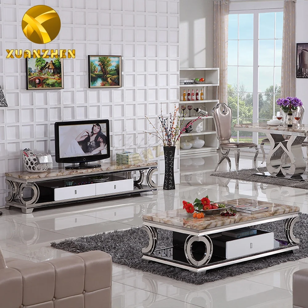 Living Room Furniture Sets New Model Stainless Steel Tv Stand Cabinet  Luxury Tv Table Modern Tv Stands with Drawer