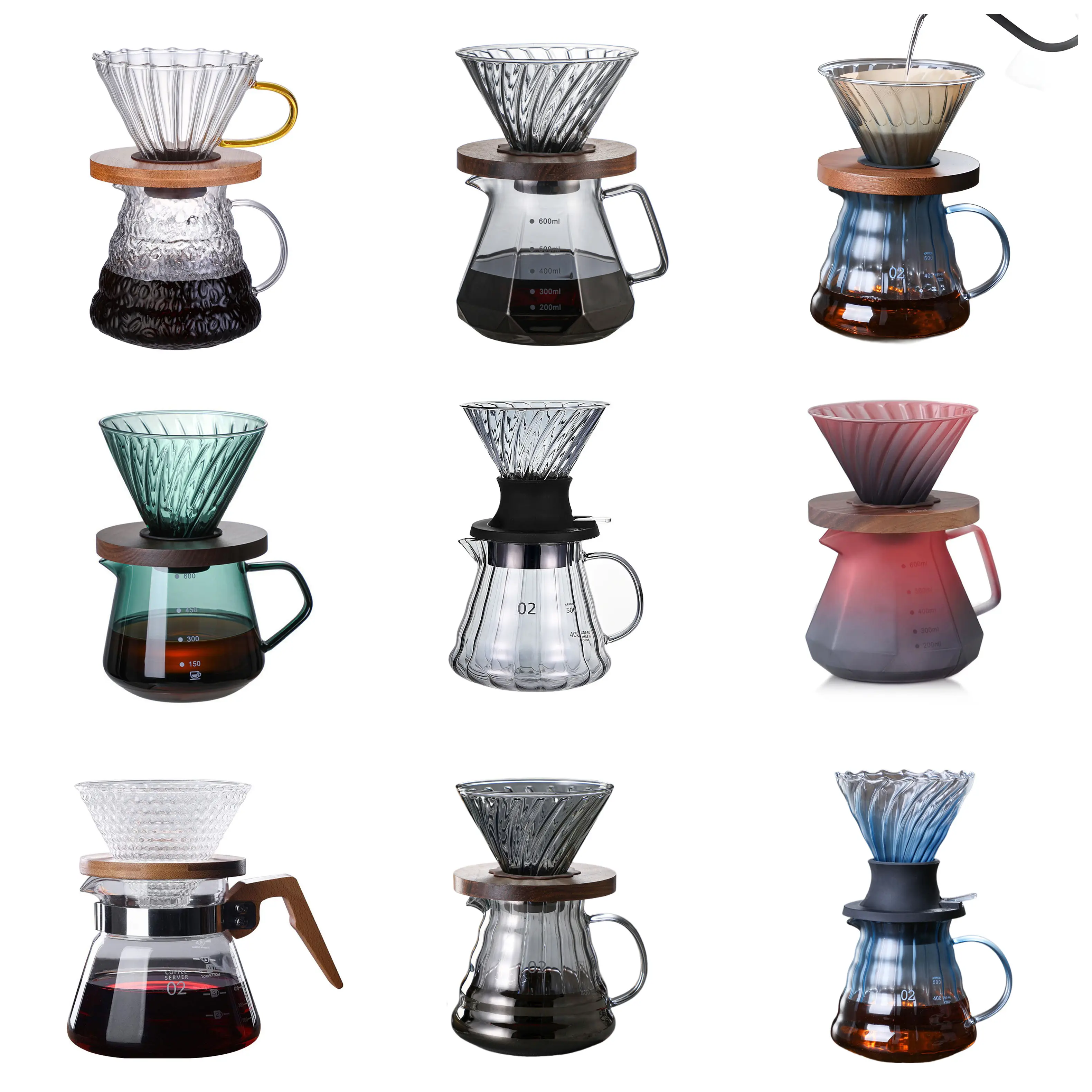 Custom High Borosilicate Glass Pour Coffee Clever Dripper Set and Cup Cone Dripper Filter for Cold Brew Coffee Maker Set manufacture