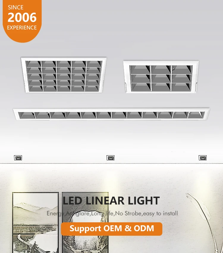 High Lumen Embedded Long Lifespan Aluminum SMD Office School Marker 4Watt LED Square Grille Lamp
