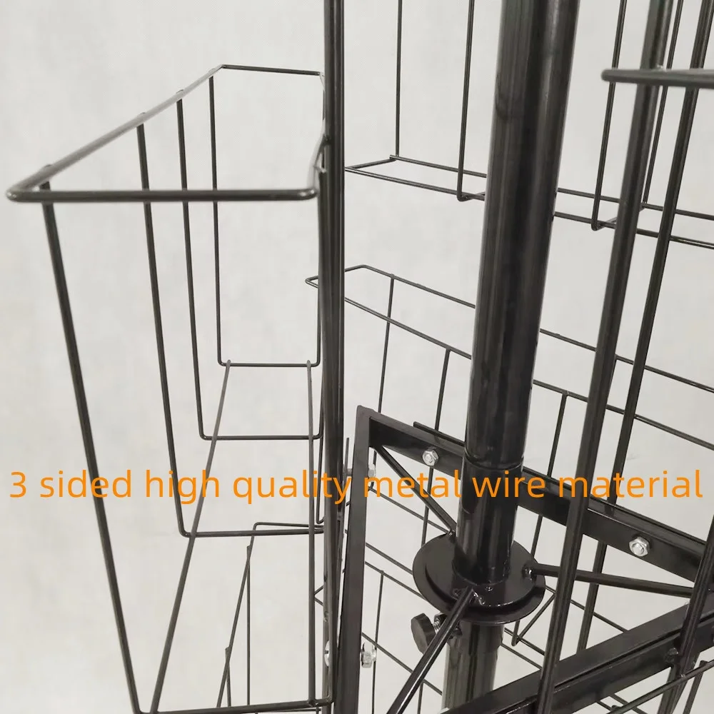 Custom Store Retail Gift Greeting Card Spinner Rack Brochure Postcard Note Book Magazine Metal Wire Rotating Display Stand
