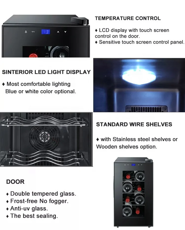 Candor Custom Semiconductor Electric Refrigerator 8 Bottles Wine Cooler