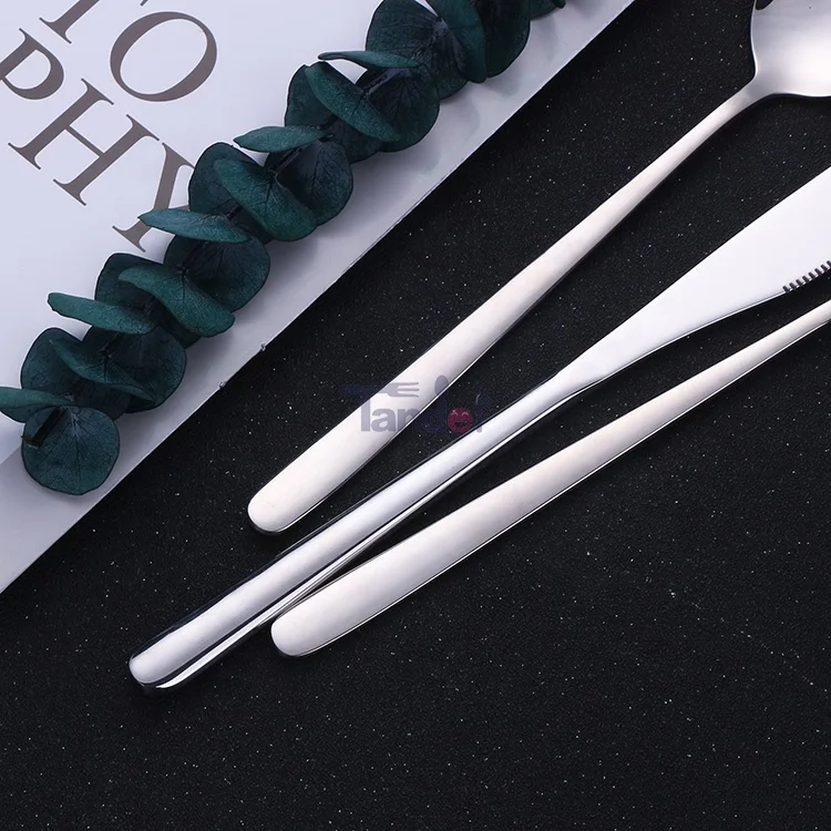 Набор серебряных ложек и вилок в Корейском стиле, набор столовых приборов из нержавеющей стали с палочками