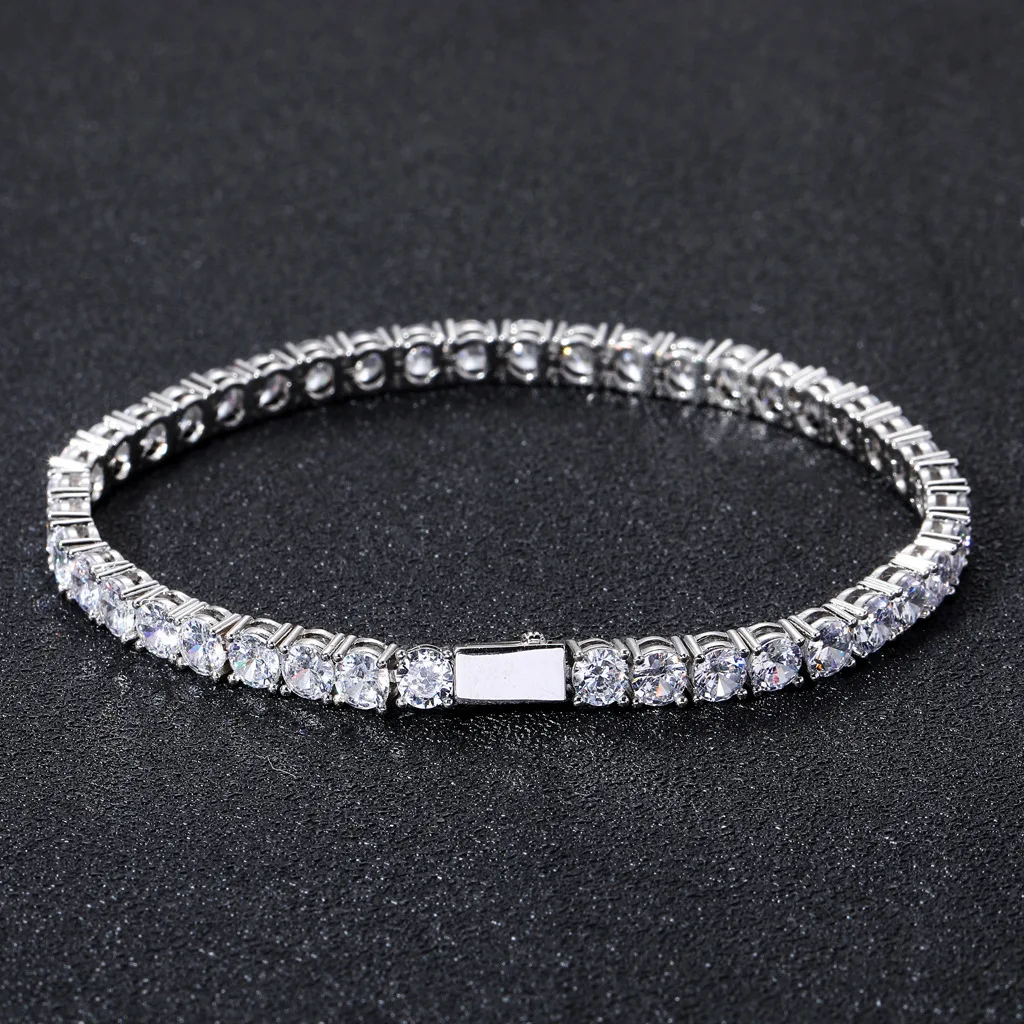 Hot Sale Geometric Zircon Hip Hop Tennis Chain Copper Necklace