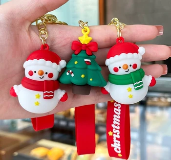 3D Custom Xmas PVC Keychain Soft Rubber Christmas Key Ring Plastic Key Chains