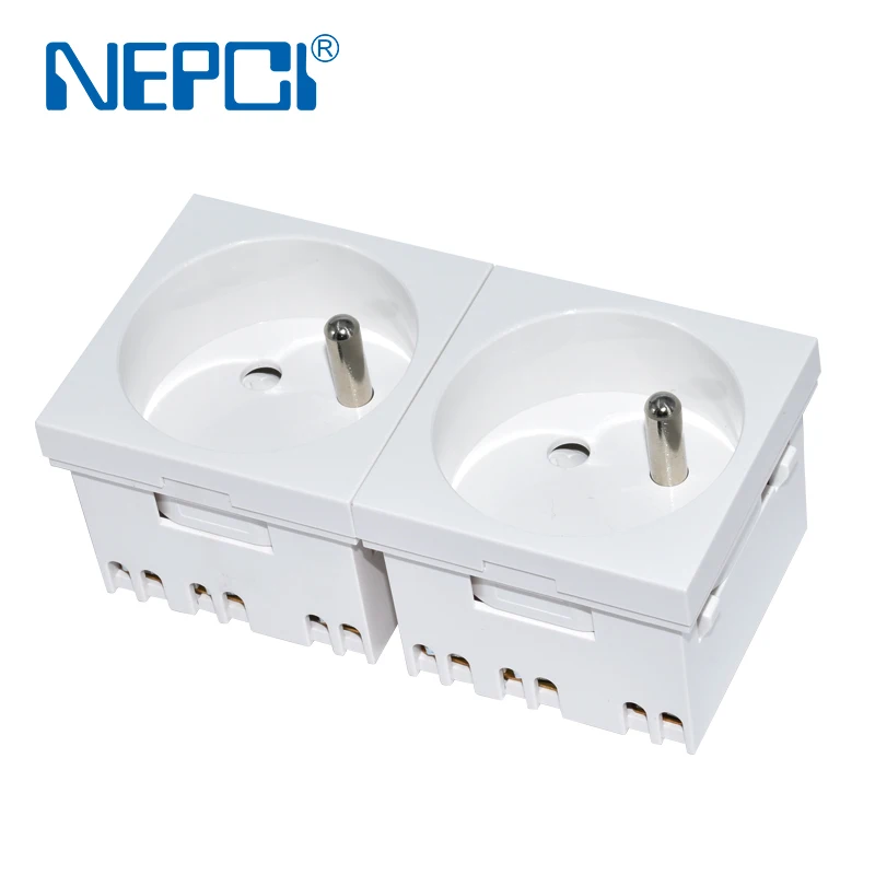 SCHUKO SOCKET-シャッターアースピン付きアウトレット2 P E 45度XJY-QB