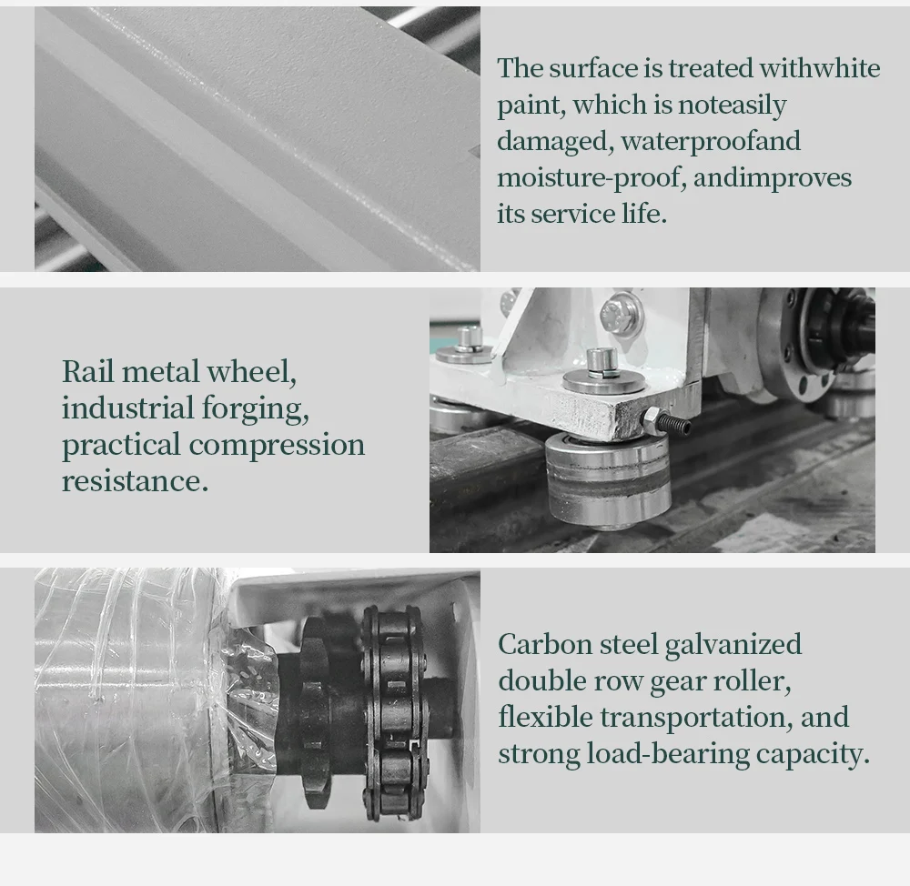 Intelligent and unmanned furniture curve RGV motorized conveyor with track details