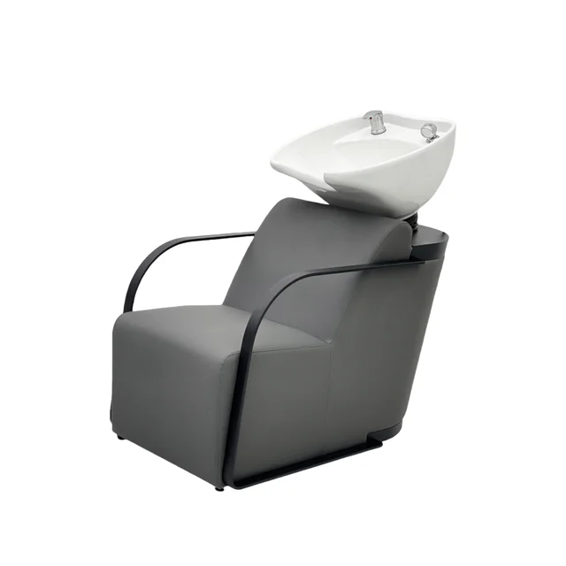 Salon furniture design shampoo chair black painting frame with ceramic basin bowl sink for salon