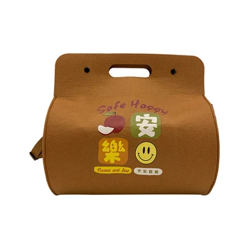 2024 New Felt lady handbags Grocery Shopping Tote Bag Custom printed logo women tote bag reusable Felt Bucket Shopping Bag