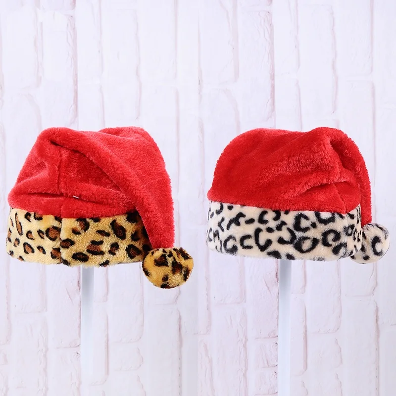 BSCI Factory SJ020 Yiwu sexy leopard pattern plush christmas hats traditional women mix design