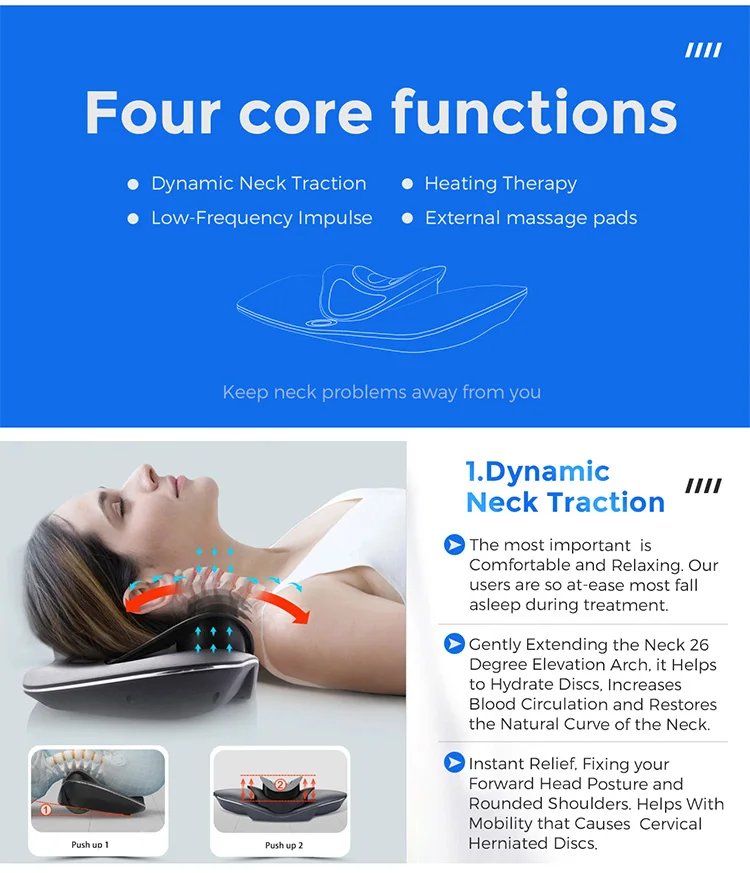 Alphay Massage Products Neck Cervical Traction Device EMS Heated Physiotherapy Neck Massager