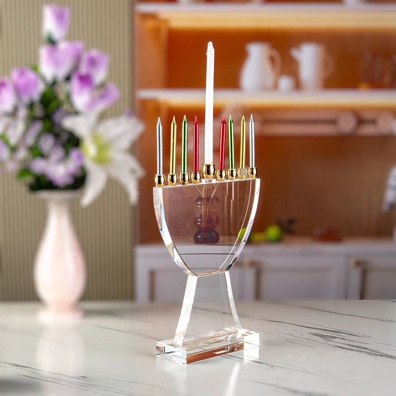 product small bridge 9 pillar transparent flat candlestick wedding center furniture decoration candlestick-5