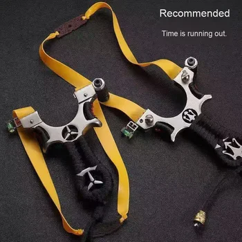 High-Precision Stainless Steel Slingshot for Adults Laser Fast Pressing Metal Flat Leather for Outdoor Shooting