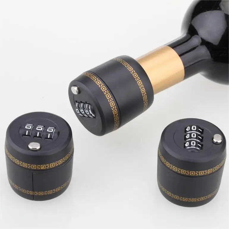 YH9075 Hot Sale ABS Wine Stopper Digital Lock 3 Password Code Wine Combination Bottle Lock