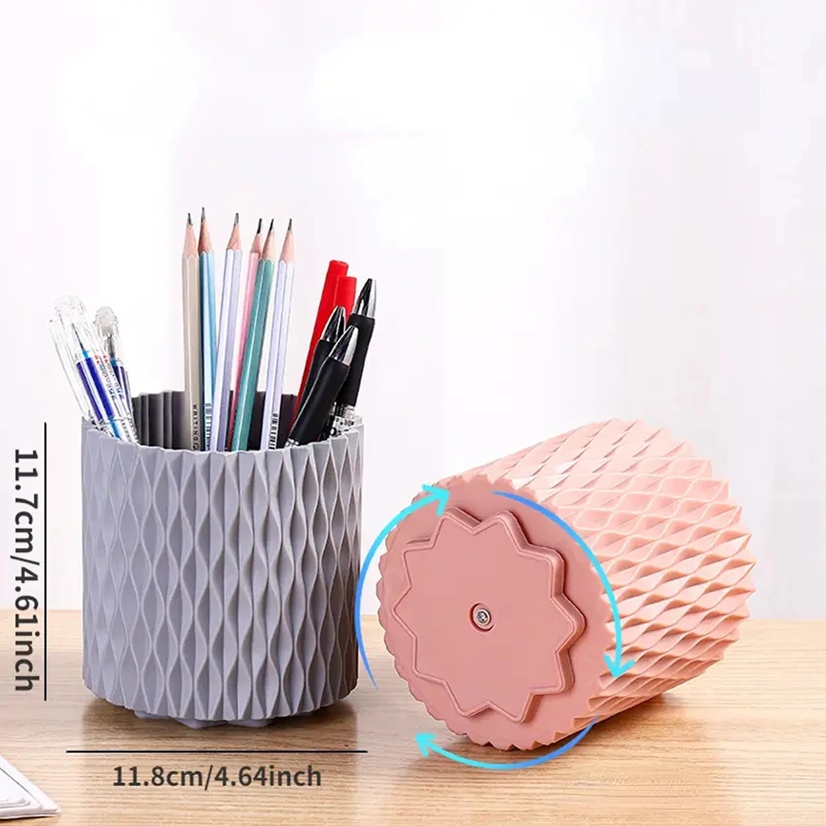 360 Degree Rotating Circular Storage Box Multi Functional Makeup Brush Holder Circular Pencil Case